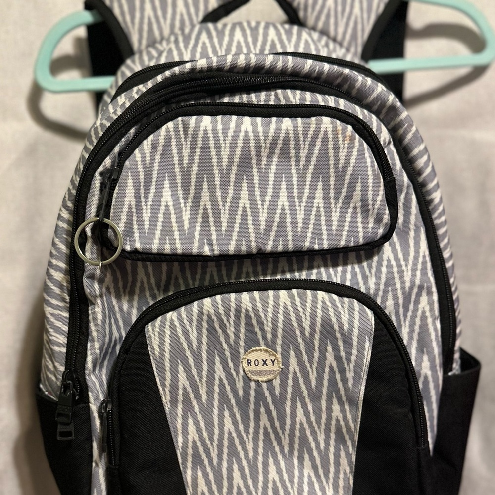Roxy Charcoal and Ivory Patterned Backpack